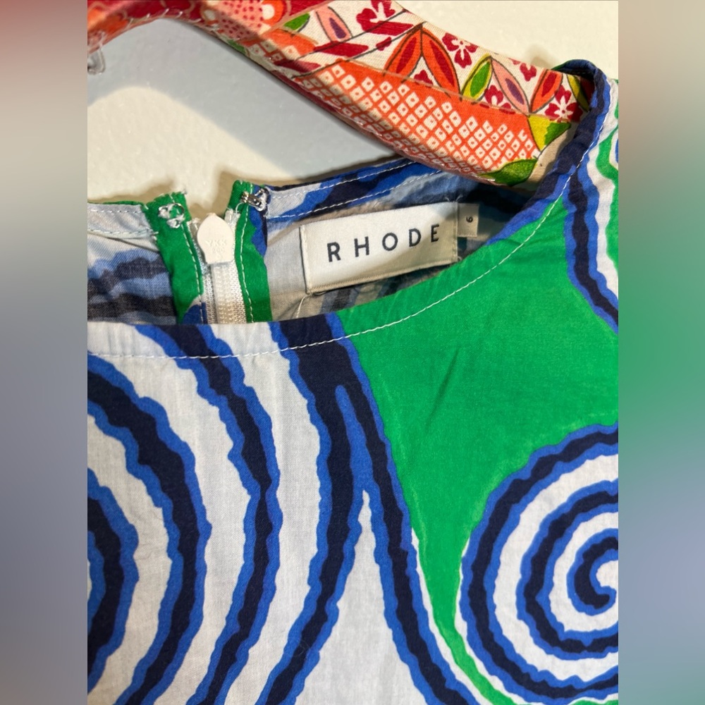 RHODE Green & Blue Spiral Mini Dress - Picture 5 of 9